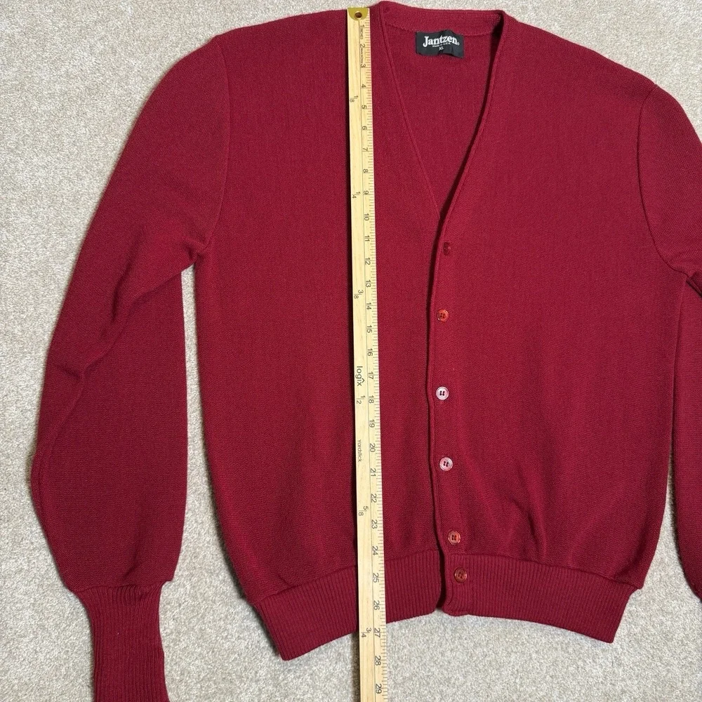 Vintage Cardigan Sweater Size XL Maroon Jantzen Knit USA Made Kurt Cobain 80's‎